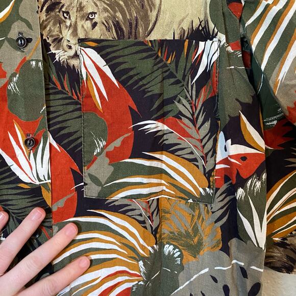 Just Four Inc Mens 38 Medium Floral Hawaiian Shirt Short Sleeve Tee Top Button - Picture 3 of 11